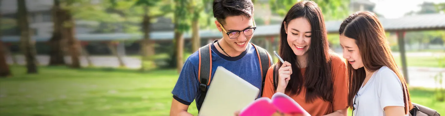 International students on a university campus